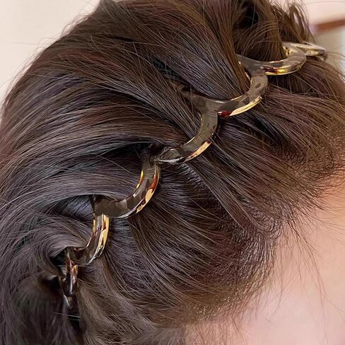 2Pcs Zig Zag Headbands for Women Girls, Plastic Shark Tooth Hair Comb Fashion Non Slip Teeth Hair Accessories (Black Brown, One Size) in Saudi Arabia
