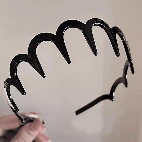 2Pcs Zig Zag Headbands for Women Girls, Plastic Shark Tooth Hair Comb Fashion Non Slip Teeth Hair Accessories (Black Brown, One Size) in Saudi Arabia