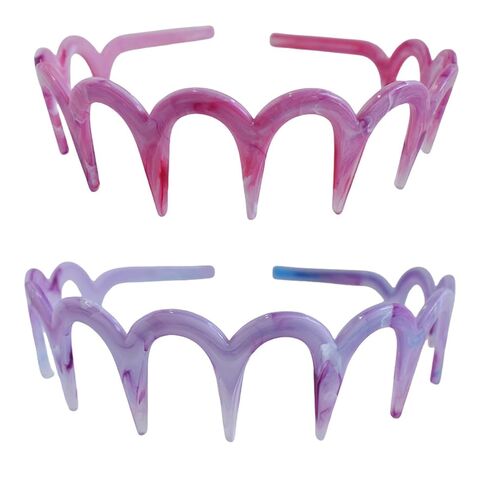 2Pcs Zig Zag Headbands for Women Girls, Plastic Shark Tooth Hair Comb Fashion Non Slip Teeth Hair Accessories (Black Brown, One Size) in Saudi Arabia
