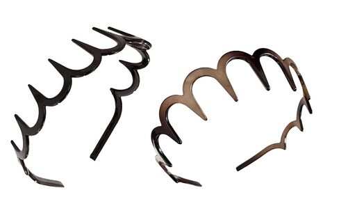2Pcs Zig Zag Headbands for Women Girls, Plastic Shark Tooth Hair Comb Fashion Non Slip Teeth Hair Accessories (Black Brown, One Size) in Saudi Arabia
