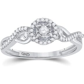 925 Sterling Silver Womens Round Diamond Halo Promise 1/5 Cttw For Womens Engagement Wedding Anniversary Ring Band in Kuwait