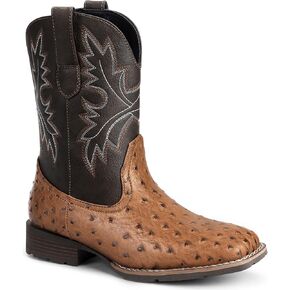 Lumeheel Cowboy Boots for Men - Western Men's Boots with Classic Embroidered, Slip on Square Toe Boots, Slip Resistant Country Boots Chunky Heel Ankle, Durable Short Boots for Spring Fall in Kuwait