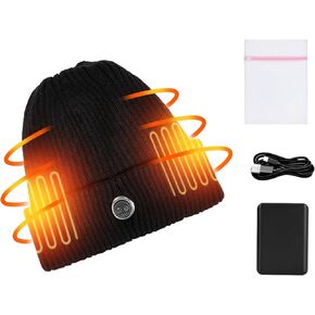 Heated Hat, Electric Rechargeable Battery Heated Hat for Women, Rechargeable Warm Winter Cap for Outdoor Sports (Black) in Saudi Arabia