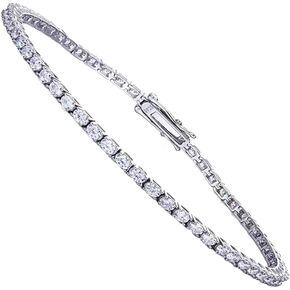 2mm Moissanite Tennis Bracelet,Lab Grown Diamond Tennis Bracelet 18k White Gold Plated 925 Sterling Silver Bracelet Delicate Moissanite Bracelet D Color VVS1 Round Cut Moissanite Bracelet for Women Jewelry Gift in Saudi Arabia