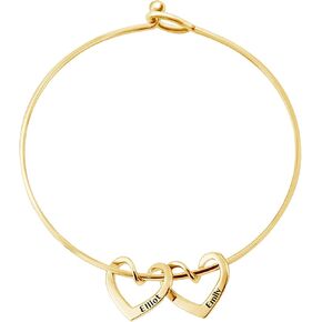 BAUMA AUTO أساور شخصية للنساء مع 2-8 أسماء مخصصة سحر القلب وعد الإسورة الكفة الأساور للنساء مجوهرات فريدة للزوجة الجدة عيد ميلاد الأم هدية عيد الميلاد in Kuwait