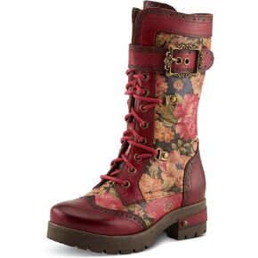 Spring Step L'Artiste Kids Kisha Floral Leather Lace-Up Zipper Boot in Saudi Arabia