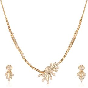 مجموعة مجوهرات Nilu's Collection للنساء مرصعة بأحجار الماس الأمريكية ومطلية بالذهب الوردي| مكافحة تشويه| مثالي لحفلات الزفاف | مناسبات خاصة in Kuwait