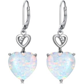 S925 Sterling Silver White Opal with Genuine Diamond Earrings for Women Teardrop Pendant Earrings Birthday Valentine's Day Christmas Gift in Kuwait