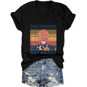 Take Chances Make Mistakes Get Messy Shirt Short Sleeve Graphic Tees Teacher Life T Shirt Back to School Tops in Saudi Arabia