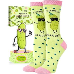HAPPYPOP Big Dill Socks for Women - Funny Silly Pickle Pop Up Card, Big Dill Gifts for Teen Girls in Saudi Arabia