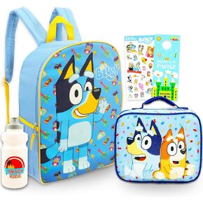 حقيبة ظهر Bluey مع حقيبة غداء للأطفال والأولاد والبنات - حزمة مع حقيبة مدرسية مقاس 15 بوصة، وصندوق غداء، وزجاجة مياه، وملصقات، والمزيد | مجموعة حقيبة ظهر Bluey وصندوق الغداء in Kuwait