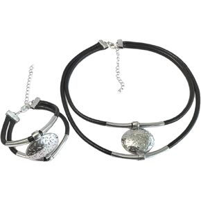 Necklace Bracelet Set Black Retro Collarbone Chain Double Layer Adjustable Gold or Silver Tone Unisex Gift in Saudi Arabia