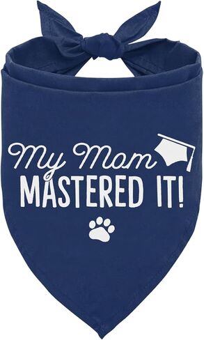 My Mom Graduated Dog Bandana, Puppy Scarf for Graduation Announcement, Graduation Gift for Small Medium Large Dogs, Gift for Dogs Cat Lovers, Dark Blue Pet Dog Bandana in Kuwait