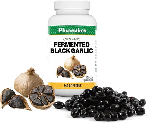 PHARMAKON Organic Aged Black Garlic, Bioavailable Soft Capsules, Wholesome, Reduced Odor (120 Count) in Kuwait