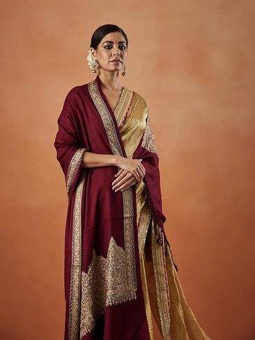 Pashmoda Firoza Kashmiri Aari Embroidered Stole (Size : 71 x 203 cm) in Saudi Arabia