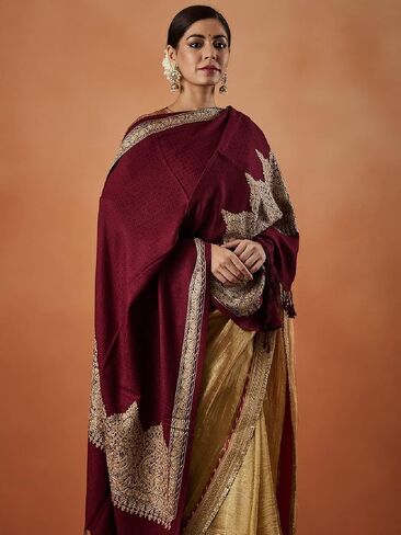 Pashmoda Firoza Kashmiri Aari Embroidered Stole (Size : 71 x 203 cm) in Saudi Arabia