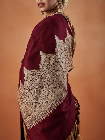 Pashmoda Firoza Kashmiri Aari Embroidered Stole (Size : 71 x 203 cm) in Saudi Arabia