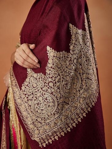 Pashmoda Firoza Kashmiri Aari Embroidered Stole (Size : 71 x 203 cm) in Saudi Arabia