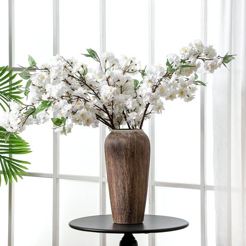 Artificial Cherry Blossom Branches 38 Inch Fake Wedding Silk Cherry Blossom Tree Stems 4 Pcs Faux Flowers Floral Arrangements for Home Vase Wedding Table Decor(White) in Saudi Arabia