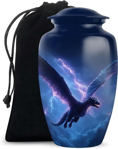 Dragon Memorial Urns for Human Ashes Adult Man Set of 2 - Blue Funeral Urns for Cremation Ashes Mother Set of 1 Large & 1 Keepsake - Cremation Urn - 10 & 3 Inch Combo in Saudi Arabia