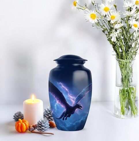 Dragon Memorial Urns for Human Ashes Adult Man Set of 2 - Blue Funeral Urns for Cremation Ashes Mother Set of 1 Large & 1 Keepsake - Cremation Urn - 10 & 3 Inch Combo in Saudi Arabia