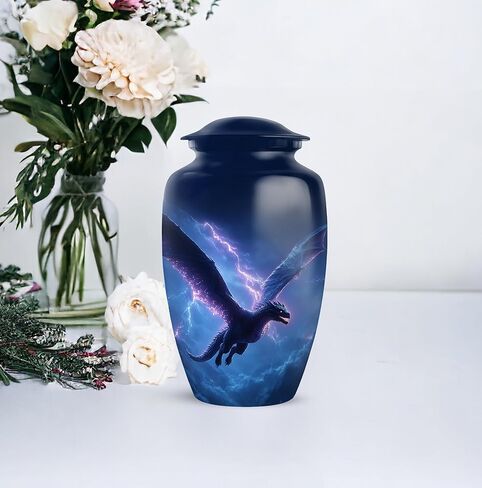 Dragon Memorial Urns for Human Ashes Adult Man Set of 2 - Blue Funeral Urns for Cremation Ashes Mother Set of 1 Large & 1 Keepsake - Cremation Urn - 10 & 3 Inch Combo in Saudi Arabia