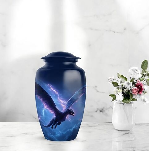 Dragon Memorial Urns for Human Ashes Adult Man Set of 2 - Blue Funeral Urns for Cremation Ashes Mother Set of 1 Large & 1 Keepsake - Cremation Urn - 10 & 3 Inch Combo in Saudi Arabia