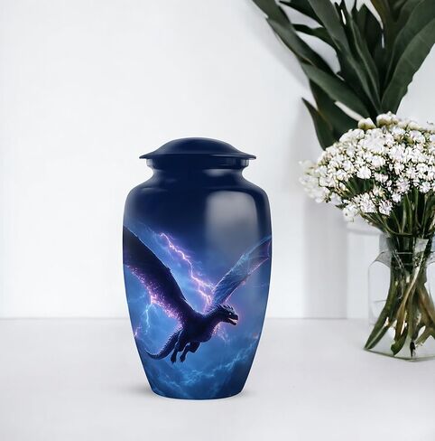 Dragon Memorial Urns for Human Ashes Adult Man Set of 2 - Blue Funeral Urns for Cremation Ashes Mother Set of 1 Large & 1 Keepsake - Cremation Urn - 10 & 3 Inch Combo in Saudi Arabia