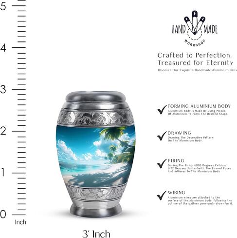 Beach Urn - Mini Urn - Adult Urns for Human Ashes Women - Urns for Ashes Adult Male - Urn for Human Ashes - (3 inch Pack of 1) in Saudi Arabia