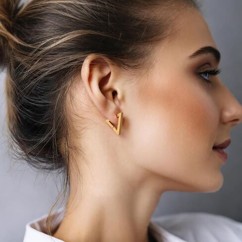 Fanmusic Gold Earrings for Women - Sophisticated 18K Gold Triangle Earrings - Stylish Women's Jewelry - A Thoughtful Gift for Every Stylish Lady! in Saudi Arabia