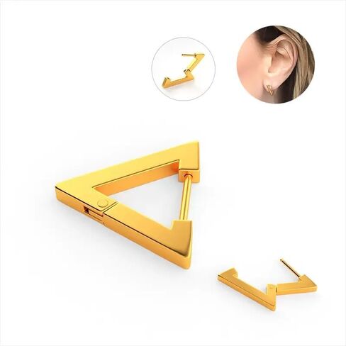 Fanmusic Gold Earrings for Women - Sophisticated 18K Gold Triangle Earrings - Stylish Women's Jewelry - A Thoughtful Gift for Every Stylish Lady! in Saudi Arabia