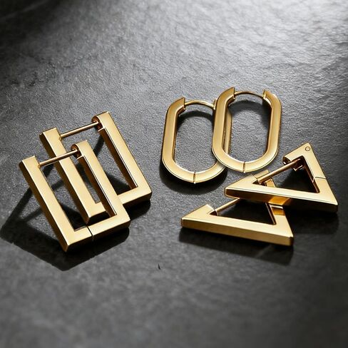 Fanmusic Gold Earrings for Women - Sophisticated 18K Gold Triangle Earrings - Stylish Women's Jewelry - A Thoughtful Gift for Every Stylish Lady! in Saudi Arabia