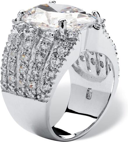 PalmBeach Sterling Silver Oval Shaped Cubic Zirconia Engagement Ring Sizes 7-12 in Saudi Arabia