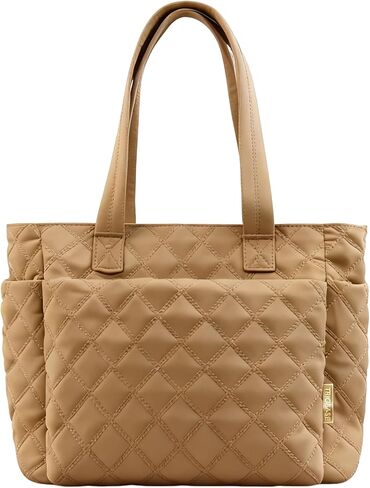 Tote Bag for Women,Lightweight Quilted Handbag with Compartments,Puffer Shoulder Bag with Zipper for Work,Travel,Gym in Saudi Arabia