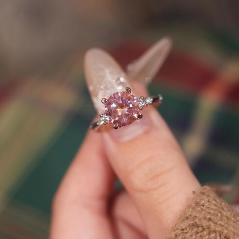 YSDD 1-3 carat moissanite engagement ring for women, D color VVS1 clarity pink round moissanite, halo is silver and rose gold combination in Saudi Arabia