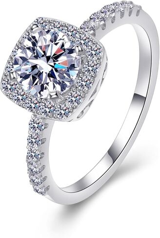 CARAT KING Moissanite Rings for Women, Moissanite Diamond Rings in 925 Sterling Silver, Promise Rings for Her, Round Cut D Color VVS1 Clarity, Engagement & Anniversary Jewelry Gift in Saudi Arabia