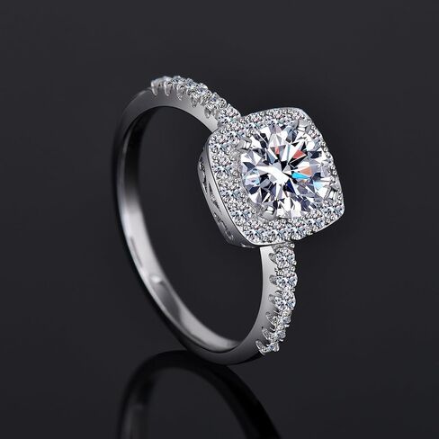 CARAT KING Moissanite Rings for Women, Moissanite Diamond Rings in 925 Sterling Silver, Promise Rings for Her, Round Cut D Color VVS1 Clarity, Engagement & Anniversary Jewelry Gift in Saudi Arabia