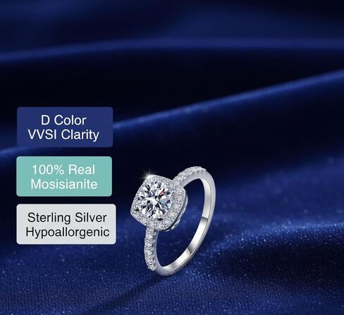 CARAT KING Moissanite Rings for Women, Moissanite Diamond Rings in 925 Sterling Silver, Promise Rings for Her, Round Cut D Color VVS1 Clarity, Engagement & Anniversary Jewelry Gift in Saudi Arabia