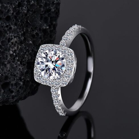 CARAT KING Moissanite Rings for Women, Moissanite Diamond Rings in 925 Sterling Silver, Promise Rings for Her, Round Cut D Color VVS1 Clarity, Engagement & Anniversary Jewelry Gift in Saudi Arabia