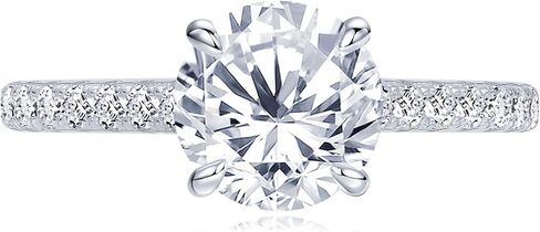 2CT مويسانيتي خاتم الخطوبة للنساء، D اللون VVS1 925 الفضة الاسترليني الكلاسيكية 4 الشق خاتم الخطوبة هدايا للزوجة الذكرى السنوية الزفاف هدايا عيد ميلاد in Saudi Arabia