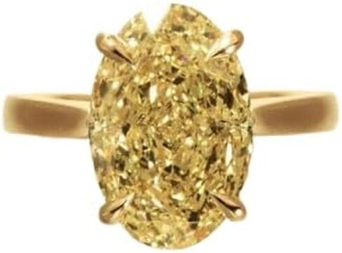 4.5 CT Canary Yellow Oval Cut Diamond Solitaire,14k Solid Yellow Gold Plated,4 Claw Prongs,2.0 MM Cathedral Band,Enagagement Ring,Gift,In Trends.size 3-12. in Saudi Arabia