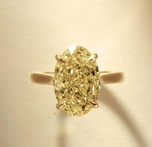 4.5 CT Canary Yellow Oval Cut Diamond Solitaire,14k Solid Yellow Gold Plated,4 Claw Prongs,2.0 MM Cathedral Band,Enagagement Ring,Gift,In Trends.size 3-12. in Saudi Arabia