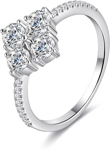 YSDD 1.2CT Moissanite Engagement Ring for Women, S925 Sterling Silver Four Leaf Clover D Color VVS1 Moissanite Wedding Promise Eternal Ring in Saudi Arabia