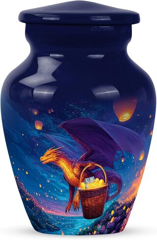 Dragon Memorial Urns for Human Ashes Adult Man Set of 2 - Blue Funeral Urns for Cremation Ashes Mother Set of 1 Large & 1 Keepsake - Cremation Urn - 10 & 3 Inch Combo in Saudi Arabia