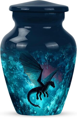 Dragon Memorial Urns for Human Ashes Adult Man Set of 2 - Blue Funeral Urns for Cremation Ashes Mother Set of 1 Large & 1 Keepsake - Cremation Urn - 10 & 3 Inch Combo in Saudi Arabia