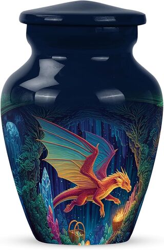 Dragon Memorial Urns for Human Ashes Adult Man Set of 2 - Blue Funeral Urns for Cremation Ashes Mother Set of 1 Large & 1 Keepsake - Cremation Urn - 10 & 3 Inch Combo in Saudi Arabia
