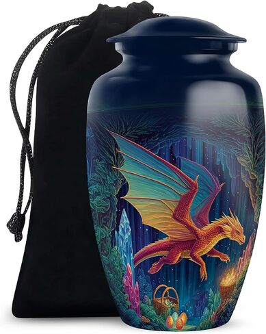 Dragon Memorial Urns for Human Ashes Adult Man Set of 2 - Blue Funeral Urns for Cremation Ashes Mother Set of 1 Large & 1 Keepsake - Cremation Urn - 10 & 3 Inch Combo in Saudi Arabia
