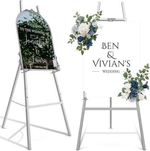 Gold Easel Stand for Sign, Heavy Duty Metal Display Easel with Adjustable Chain, 4-Tier Height Art Easel for Painting, Wedding Sign, Posters & Commercial Display in Saudi Arabia