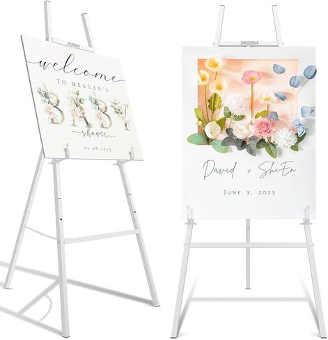 Gold Easel Stand for sign ، عرض المعادن الثقيلة مع سلسلة قابلة للتعديل ، و 4 طبقات من الفنون assel للطلاء ، وعلامة الزفاف ، والملصقات والعرض التجاري in Kuwait