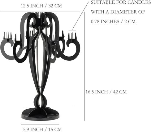 AIM & GGKK 7 Arm Black Metal Candelabra Candle Holders – Elegant Taper Candle Holders, Classic Candlestick Holder, Decorative Candelabra Centerpiece for Table & Home Decor in Saudi Arabia